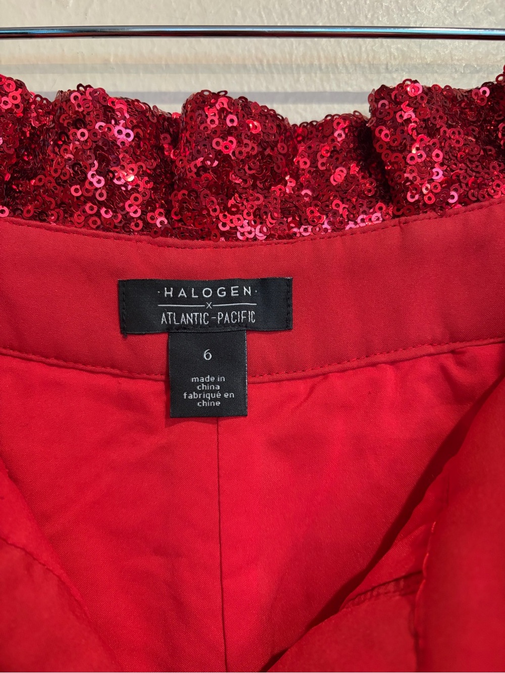 Jingle All The Way Red Sequin Party Track Pants, w/ Velvet Bows and High Waist - Picture 7 of 9